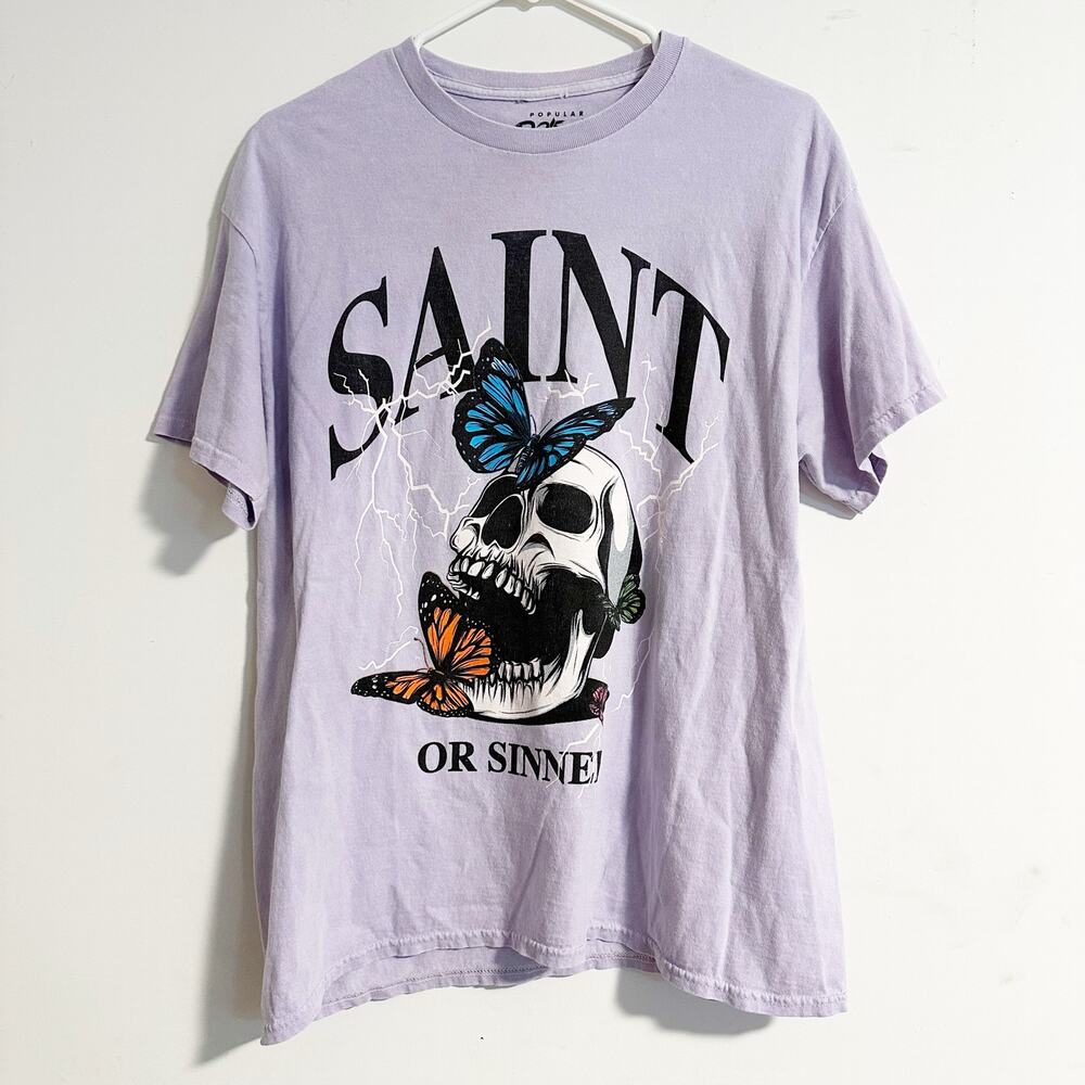 Popular Poison Saint or Sinner Spiritual Skull Cotton Tee Shirt